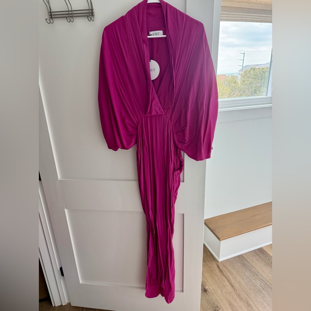 SWF magenta plunge neck dress